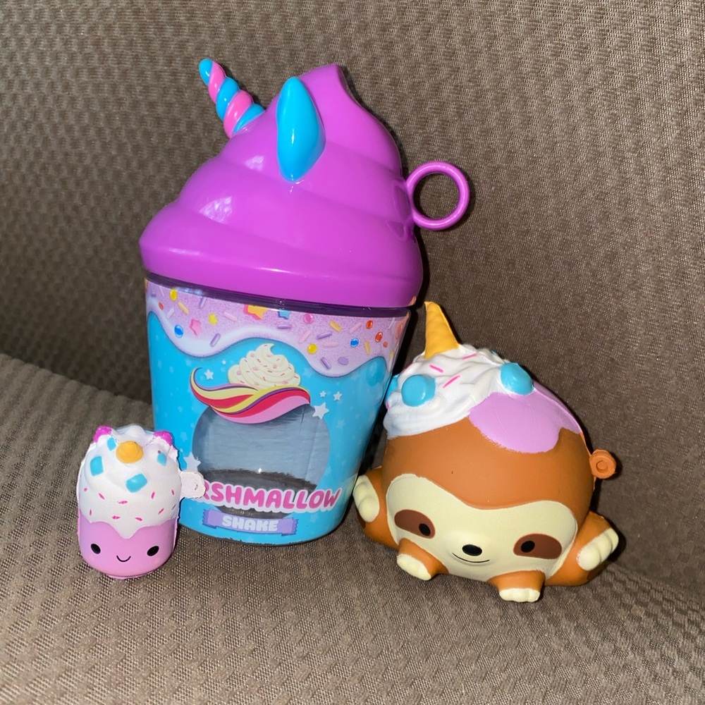 Smooshy Mushy Selma Sloth & Marsha Mallow. Unicorn Shakes. Collected Only